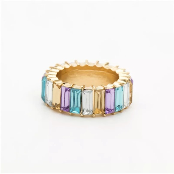 BaubleBar style Multicolor pastels baguette ring - Picture 5 of 11
